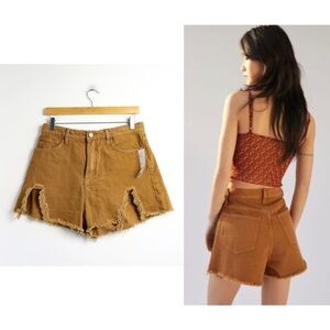 New BDG A-Line Cut Off Shorts Urban Outfitters high waist brown chewed hem NWT